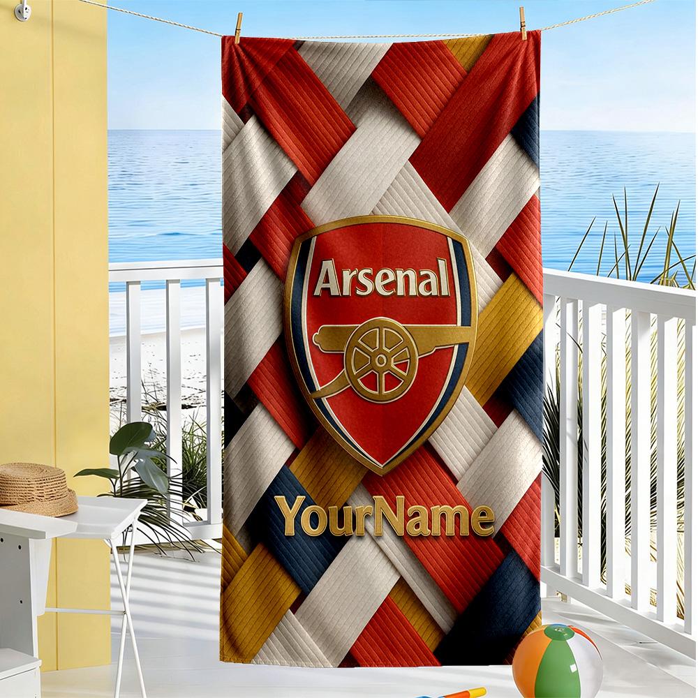 Arsenal Customize Your Name Beach Towel Super Soft & Absorbent Suitable for Sports Travel Swimming Yoga Bathroom Beach And Pool