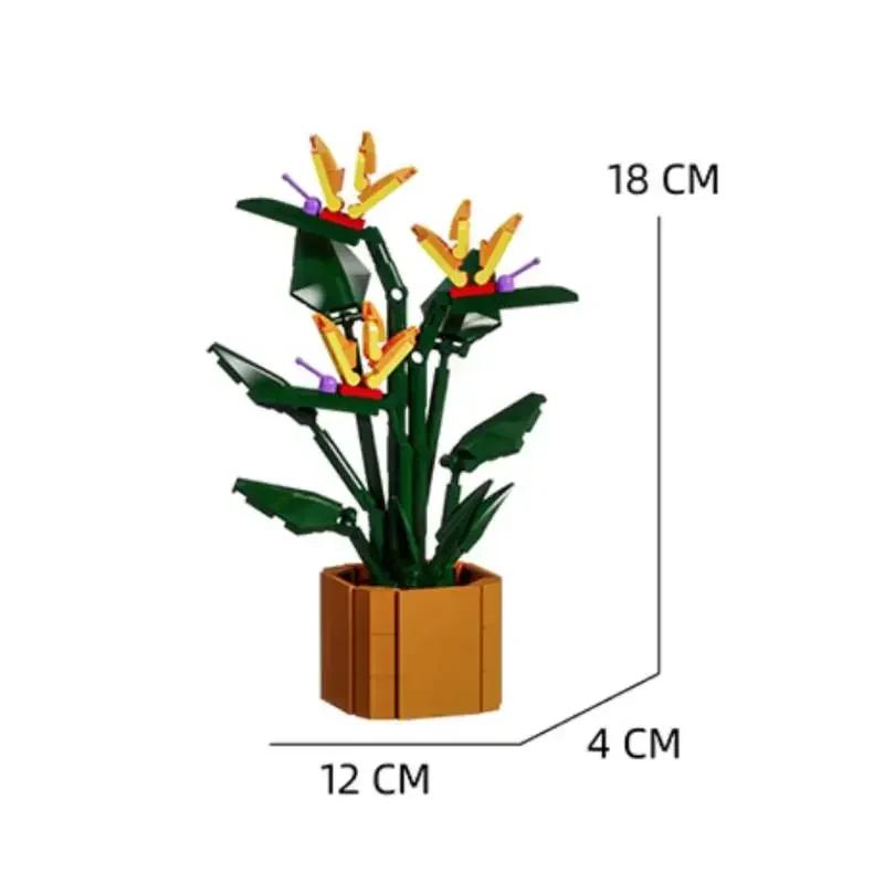 Plante în ghiveci rafinate din piese de construcție, cărămizi creative model MOC, blocuri de construcție jucării flori DIY, cadouri pentru copii și fete