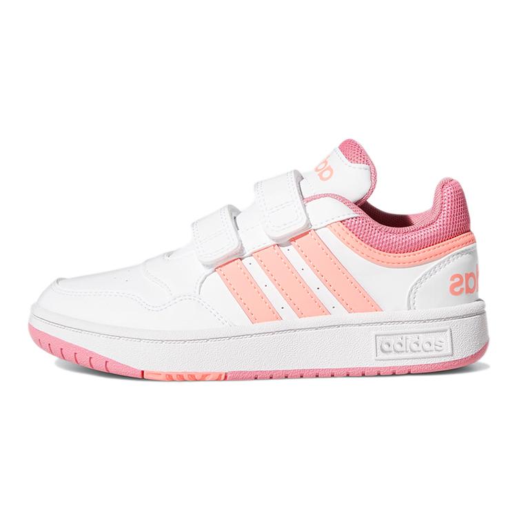 Adidas Neo Hoops 3.0 Повседневные износостойкие низкие детские скейтбордические кроссовки Бело-розовые Детские GW0434 29