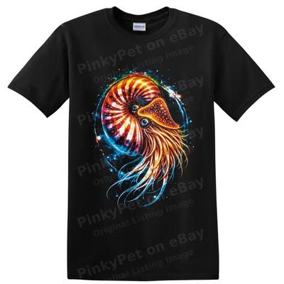 Nautilus T Shirt Colorful Cosmic Ocean Shell Art Marine Life Graphic Sea Tee