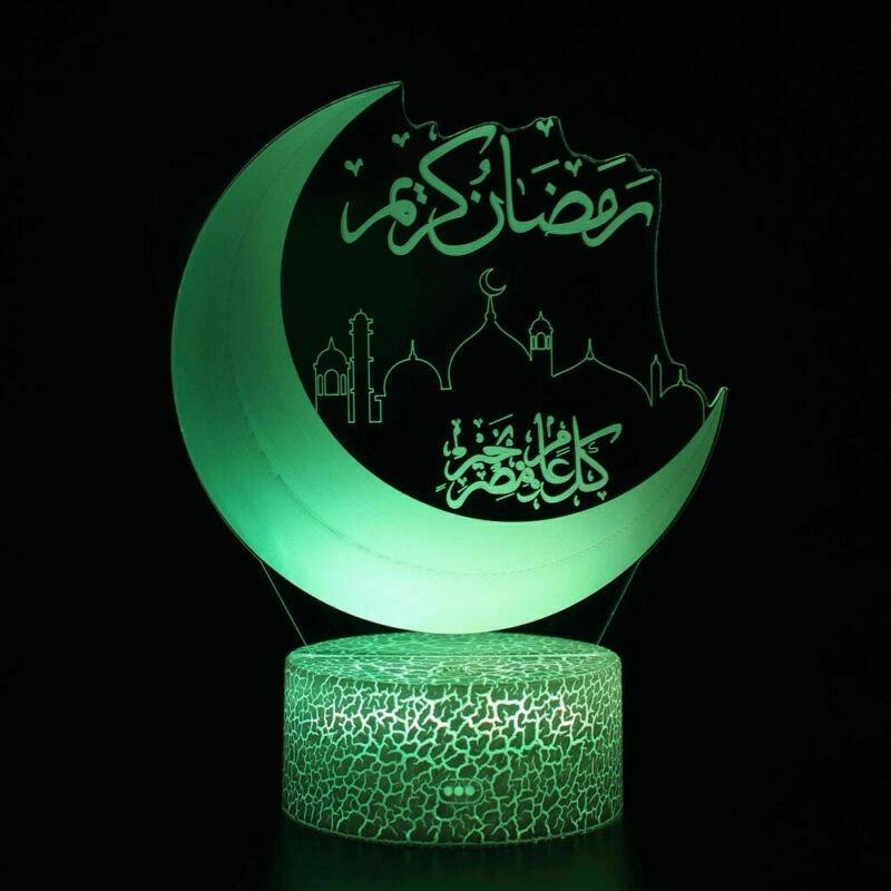 7Colors Touch LED Night Light Eid Mubarak Ramadan Lamp Muslim Islam Table Decor