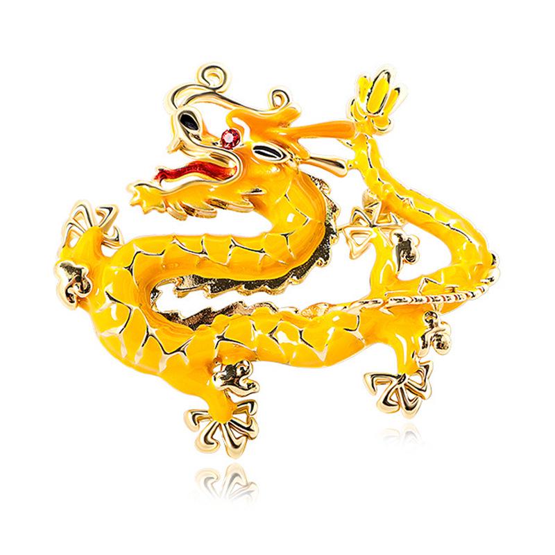 Chinese Zodiac Dragon Totem Brooch - High-end Men's Suit Accessory