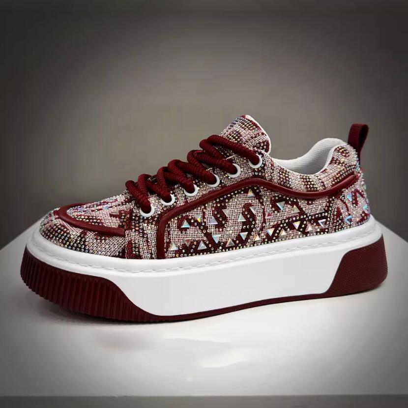 Fashion The popular water diamond men's shoes, retro height-increasing sneakers, shiny hairdresser's light luxury trendy shoes 8