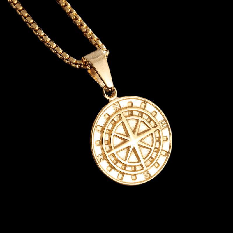 Vintage Starry Sky Compass Stainless Steel Pendant Necklace - Men's High-End Alloy Jewelry