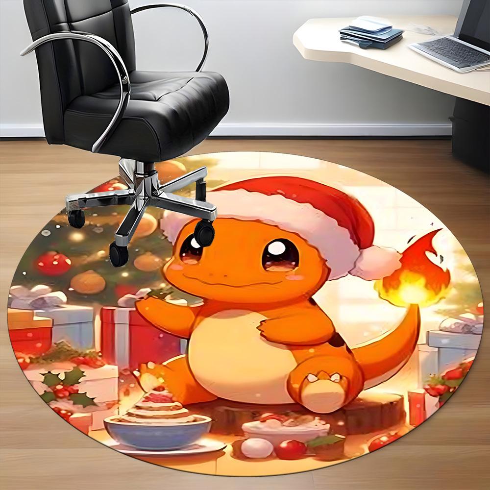 Christmas Charmander Pokémon Office Round Area Rug, Under Office Chairs Bedroom Living Room Home Decor a1022205