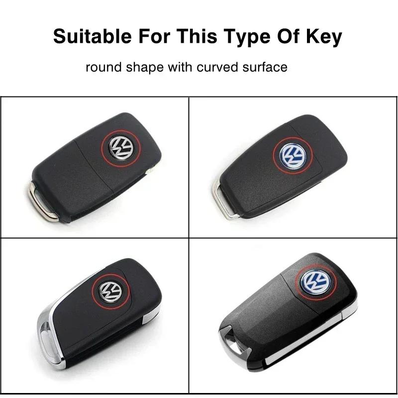 OBTLU1 5Pcs Car Remote Key Emblem Sticker Aluminum Keys Decoration Decal For VW GTI Atlas Jetta Touareg Variant Golf Polo Taos Passat