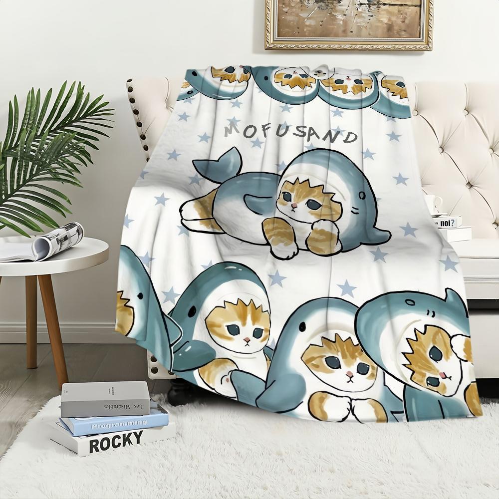 Mofusand Cat Cartoon Blanket Cute Plush Throw Blanket for Sofa Bed Office Travel Kid Gift
