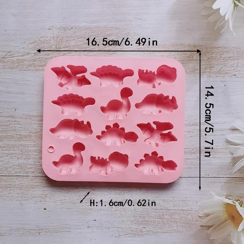 3D Niedliche Dinosaurier Silikonformen 12 Mulden Dinosaurier-Themen Backform Tablett DIY Backwerkzeug für Ostern Schokoladenkuchen Dessert