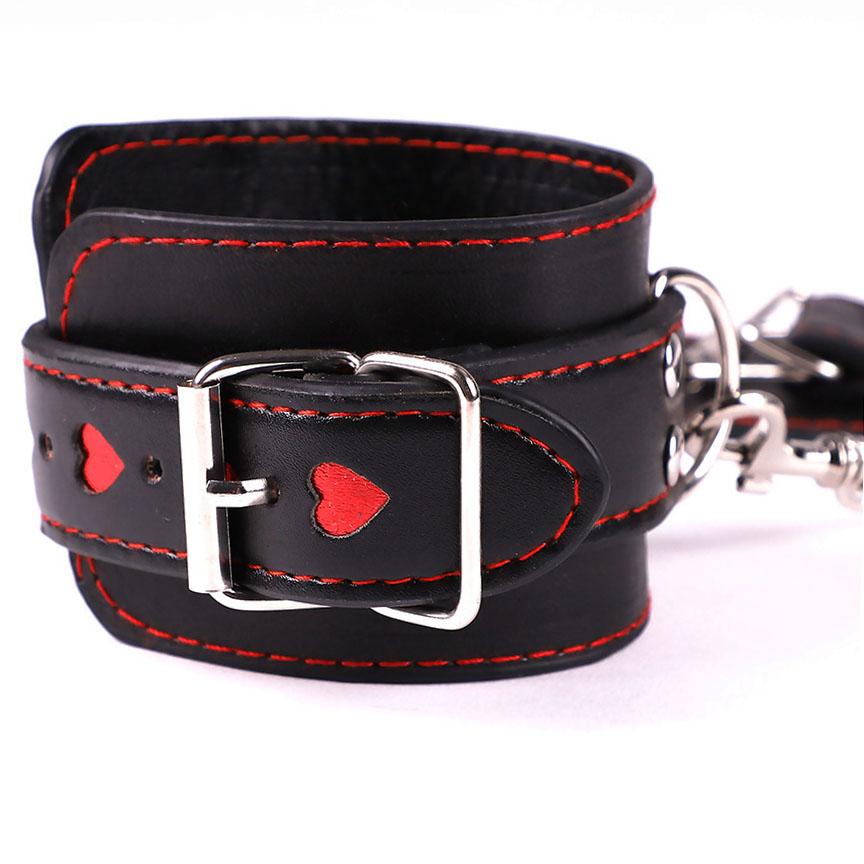 Red Heart Handcuffs Sex Toys Flirt Bondage Boutique Leather Soft Harness  Game Wrist Ankle Restraints Slave Fetish Lover