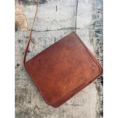 Nuova Borsa Messenger Vintage Marrone in Vera Pelle Cartella per Laptop 11"X9"