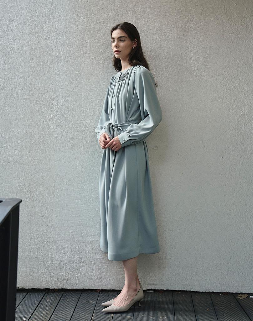GIEMAR Round Neck Long Dress Green
