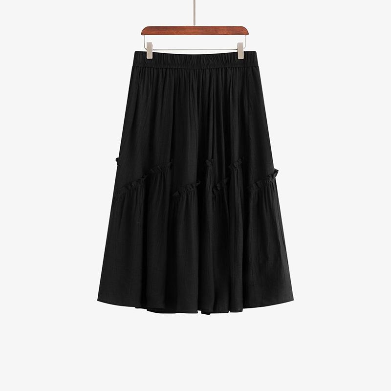 Women's Irregular Black Ear-edge Skirt Summer Style High-waisted Slimming Skirt for Plump Girls