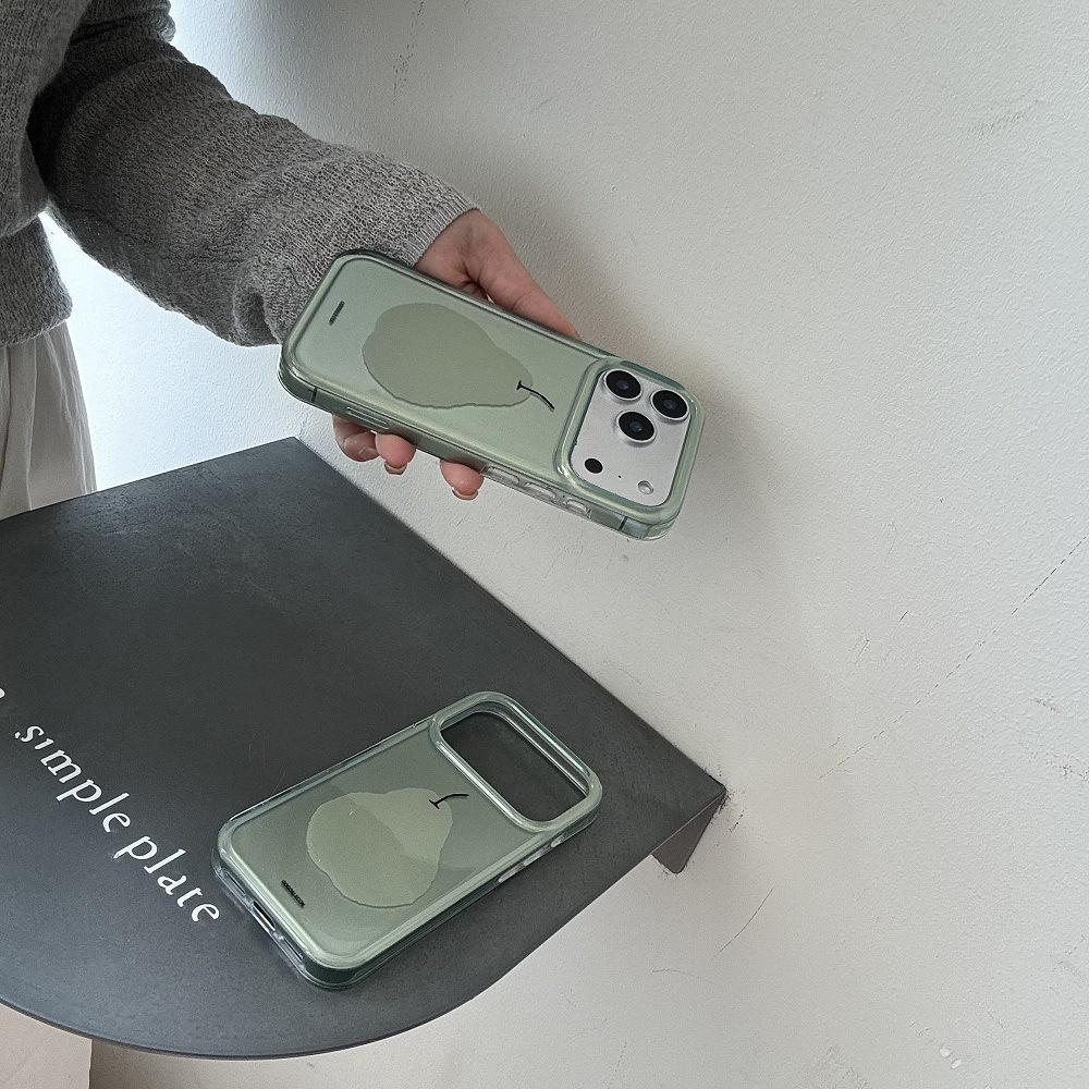 Korean Simple Green Graffiti Pear iPhone 17 Pro Max Case