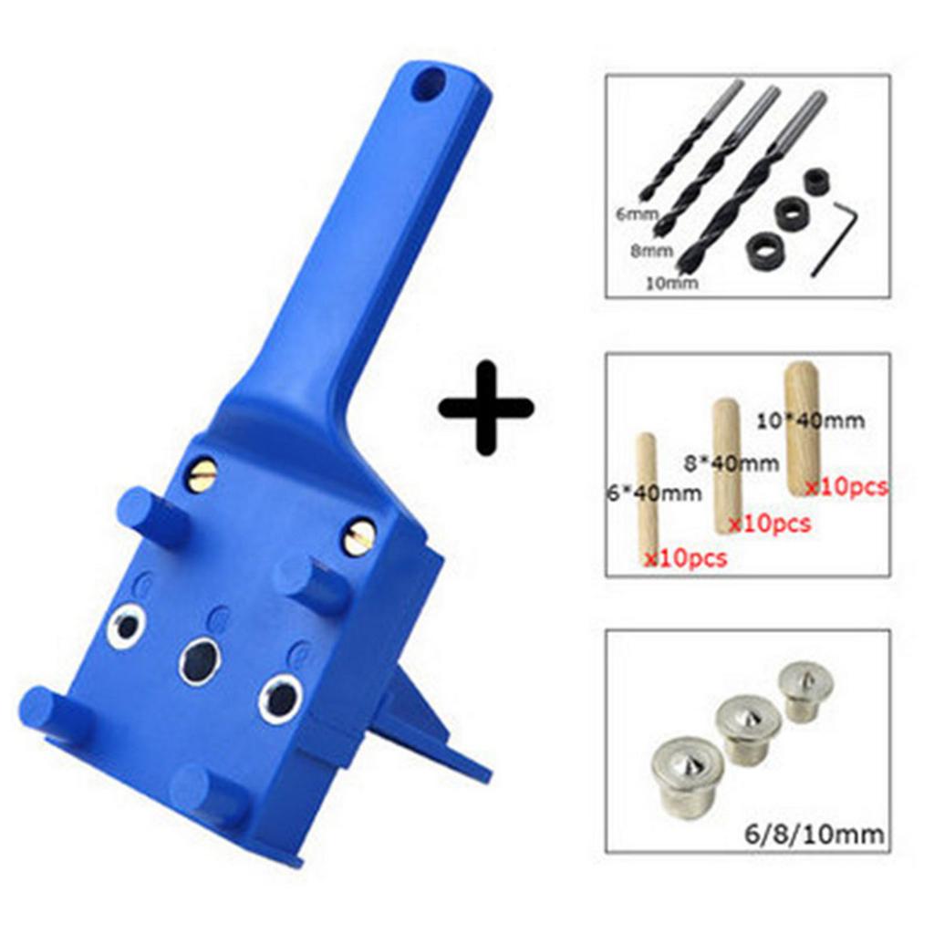 Kit di 41 guide per trapano per lavorazione del legno, perni di centraggio, localizzatore di fori dritti, strumento per fori di trapano per legno