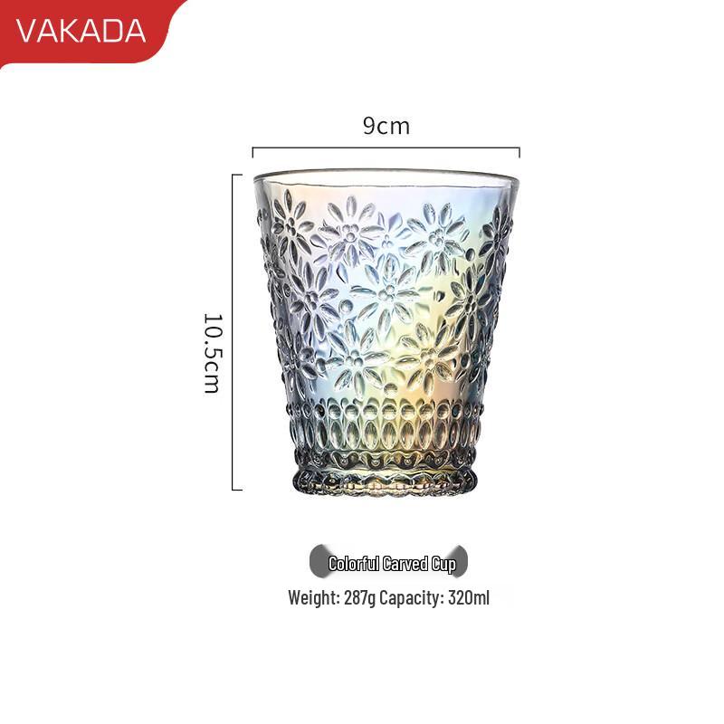 VAKADA Carved Borosilicate Glass Beverage Cup