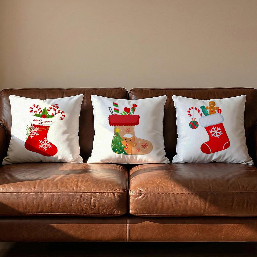 red socks Merry Chrismas Cushion Cover Soft Reversible Durable Pillow Cover MultiScene Use for Home Car Daily Comfort