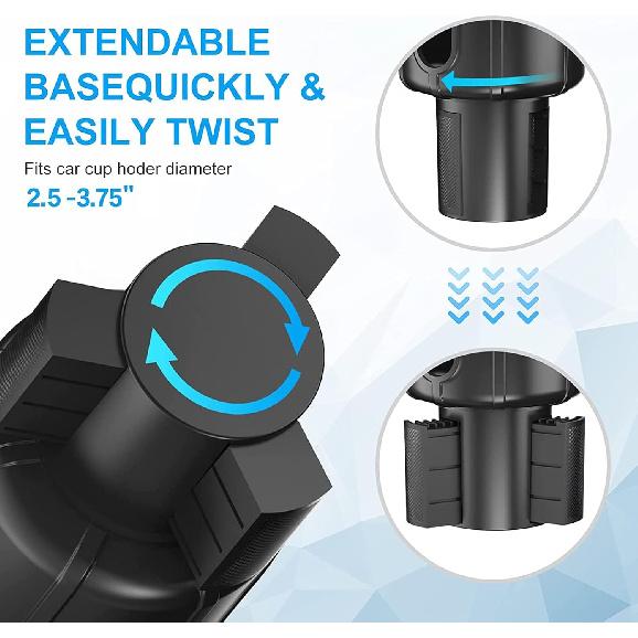 Car Cup Holder Expander Adapter Adjustable Base, NARUNDREN Compatible For Yeti 20/26/30 Oz Hydro Flasks Large 32/40Oz, Fits Most Cup Holder, Diameter