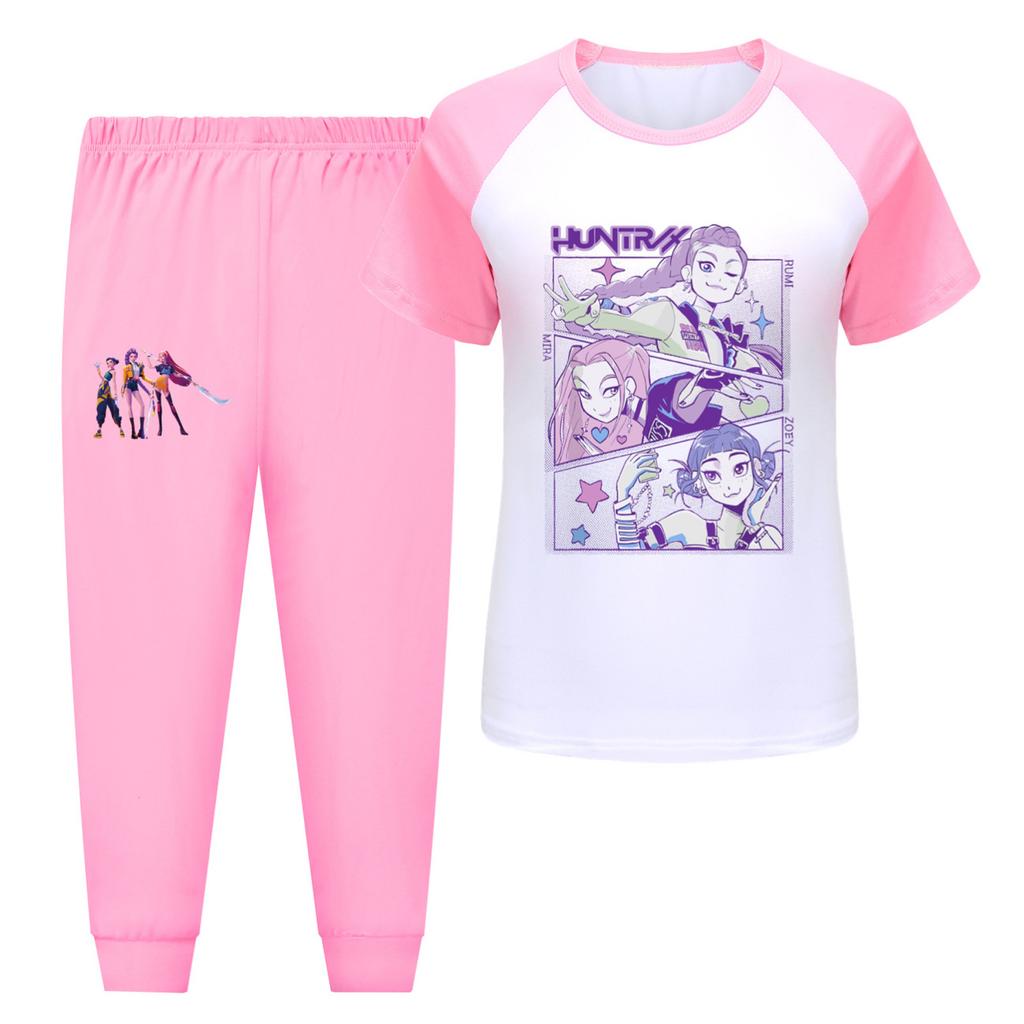 Children's Summer Sports T-shirt And Pants Two-piece Sportswear Set Short-sleeved Printed Clothing Suit