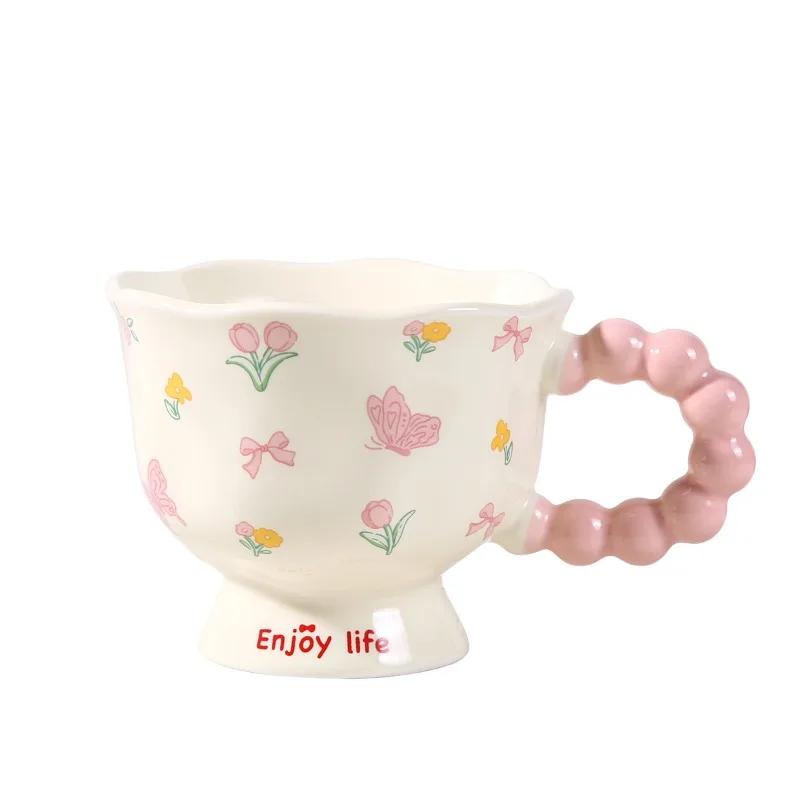 New Creative Flower Mug Household Ceramic Cup High Value Water Cup Girls Birthday Gift Souvenir Coffee Cup Mugs Coffee Cups