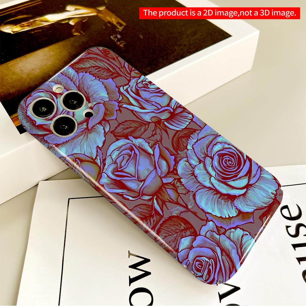 Vibrant Blue Roses Phone Case All inclusive film hard phone case, compatible with iPhone 18 Pro Max 17 16 15 14 13 12 11