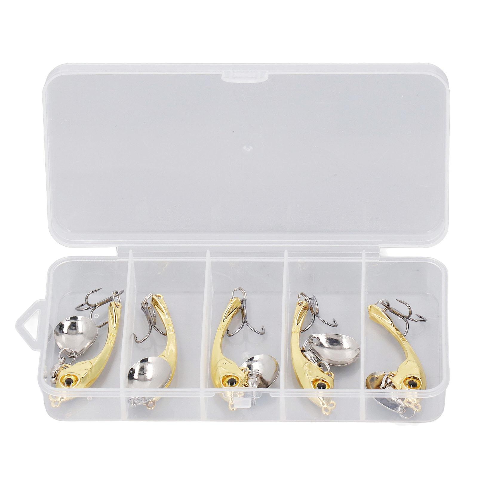 

5PCS Vib Fishing Lures Spinner High Carbon Steel Metal Hard Swimbaits with Storage Box for Freshwate 7g/0.25oz
