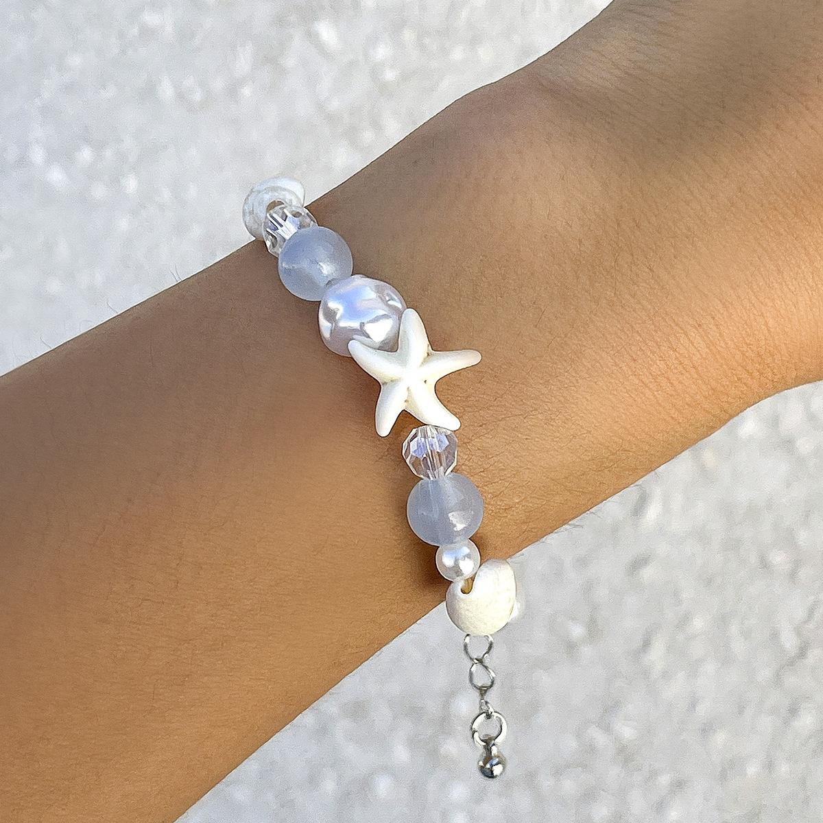 

Ocean Wind Shell Starfish Crystal Beaded Bracelet Women S Beach Vacation Pearl Bracelet