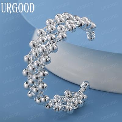 925 Sterling Silver All Light Sliding Bead Bracelet Fashion Wedding Jewelry