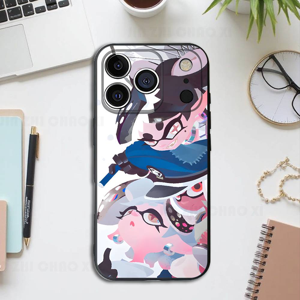 Game S-Splatoon Black Phone Case For IPhone 17 16 15 14 13 12 13 12 11 Pro Max Plus XS XR Silicone Soft Back Cover