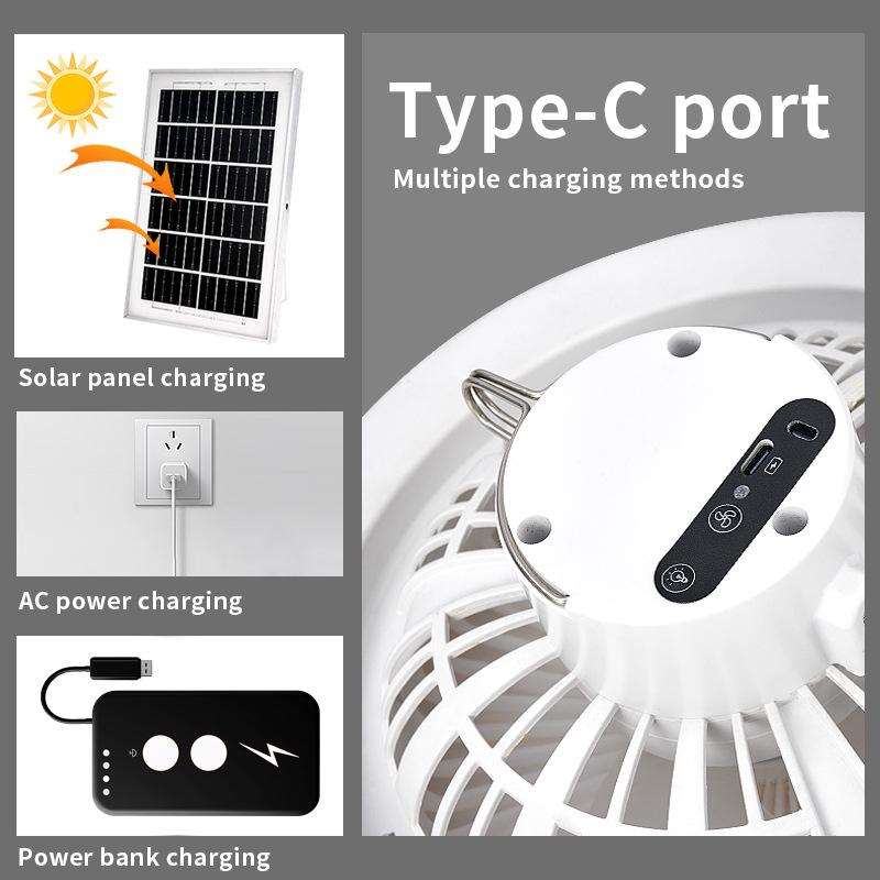 Nordic Minimalist Solar-Powered Multi-Function Camping Fan Light