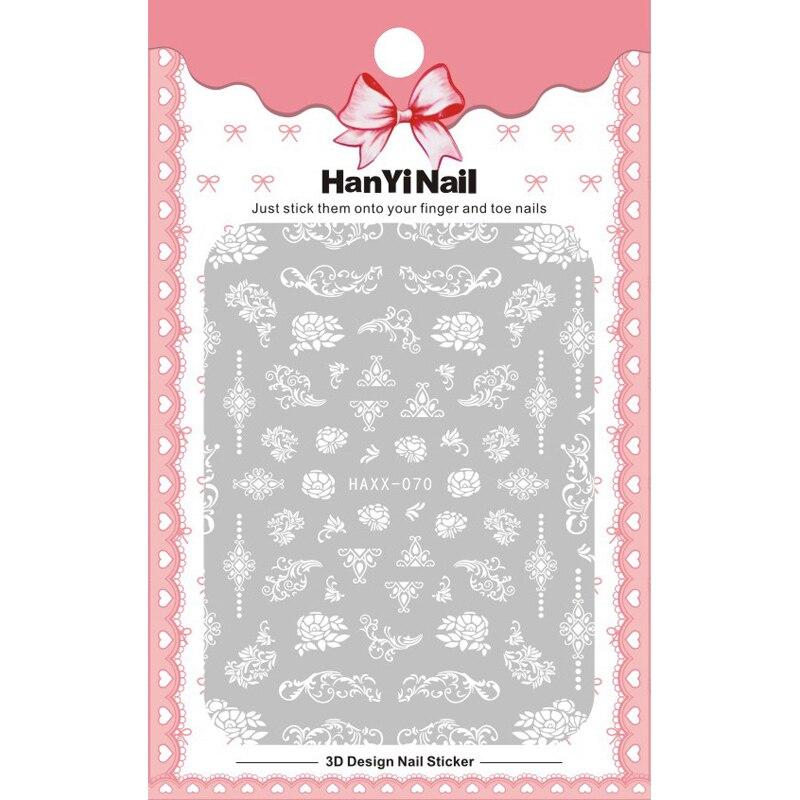 1 Sheet 3D Adhesive Nail Sticker Geometric Patterns Flowers Butterfly Decal for Nail Art Decoration