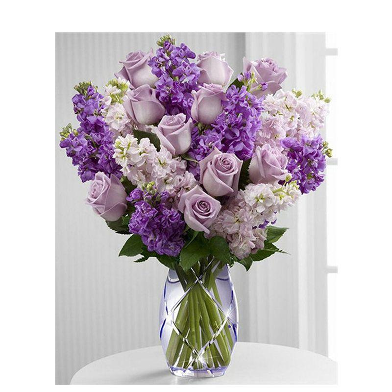 5D Round Full Diamond Painting Purple Lilacflower Needlework Embroidery Patterns Rhinestone Cross Stitch Mosaic