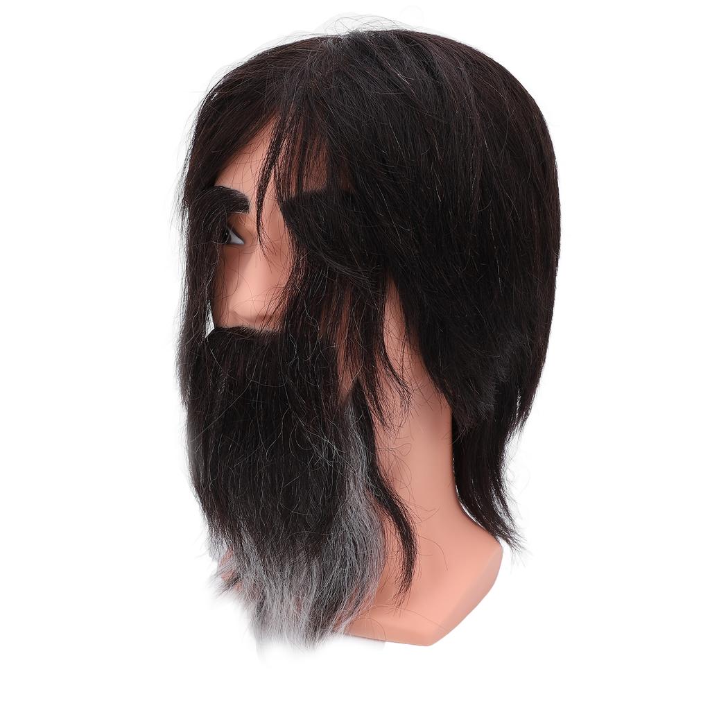 Cabeza de maniquí masculino de barbero, cabeza de maniquí de entrenamiento, cabeza de maniquí reutilizable para hombre con barba para belleza S