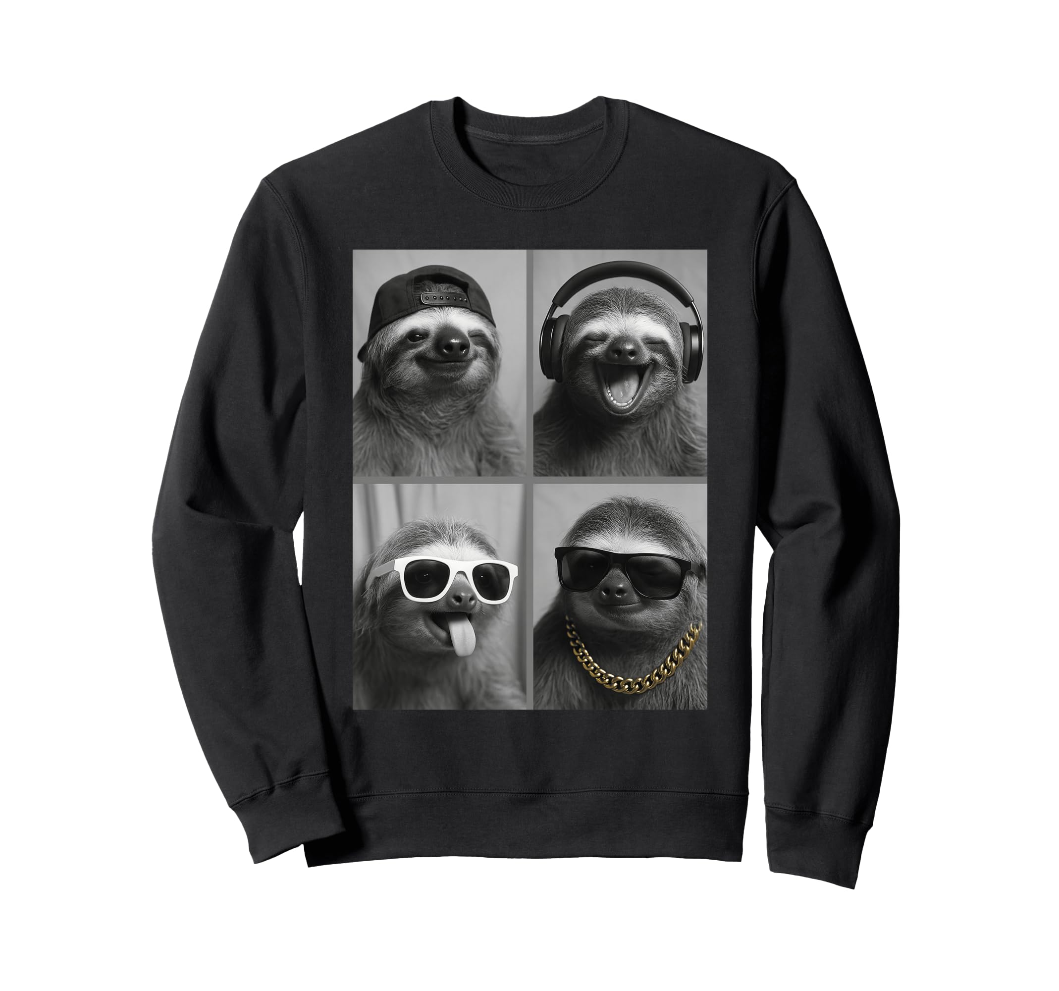 

Sloth headphones, sunglasses and sweatshirt