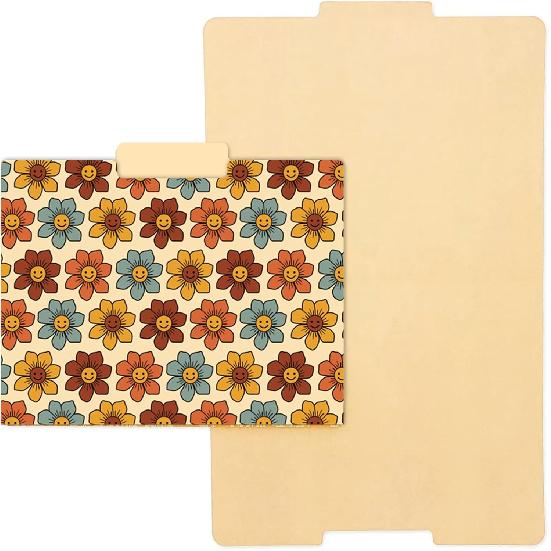 Boho Floral File Folders 12 Pack Retro Rainbow Flower Letter Size File Pockets with 1/3 Cut Tab for Office Classroom File Organizer, 9.5 x 11.5 Inch