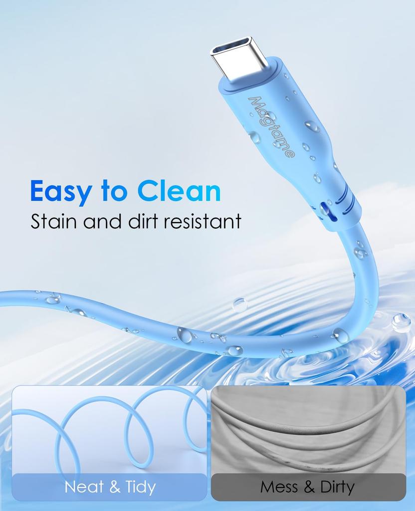 Magtame Silicone Magnetic PD60W Fast CTOC 480Mbps Data Compatible with iPhone MacBook Type-C Cable, Material, Adsorption, Tangle-Resistant, Type-C