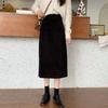 Autumn Winter Wool Brown Skirt Elegant High Waist Slimming Back Slit Midi Bodycon A-Line