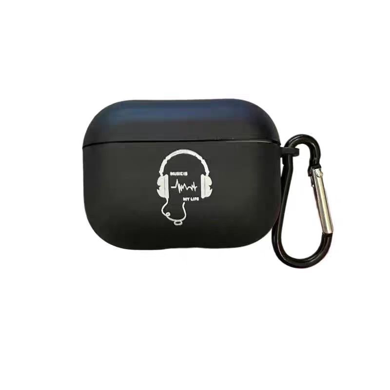 Trendy and cool for AirPods 1 Creative Fun Apple Bluetooth Earphones, shockproof protective case matte black, shockproof