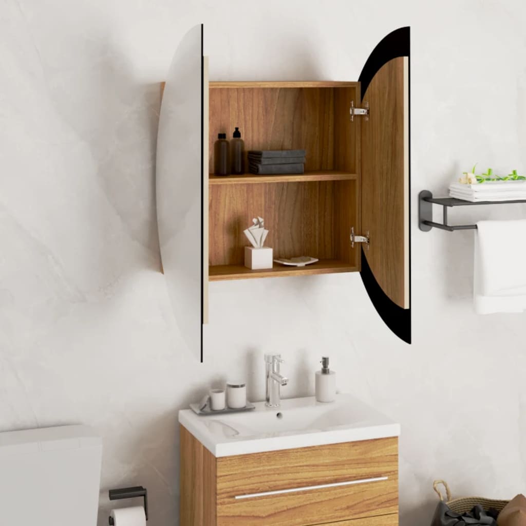 Vidaxl Bathroom Cabinet with Mirror and LED, Oak, 54X54X17.5 Cm