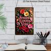 2D Flat 1pc "Jesus Loves You" Floral Metal Sign 7.87x11.81inch - Aluminum Christian Religious Decor for Home, Garden, Porch, Church - Durable