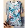 Summer Fashionable Colorful Casual Round Neck Short Sleeved T-shirt Comfortable Breathable Vintage Flower 3d Printed Versatile Loose Women's T-shirt