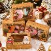Decorative Bakery Boxes 6Pcs Christmas Paper Gift Boxes Xmas Color Printed Foldable Cookie Treat for Kids Holiday Packaging Desserts Candies