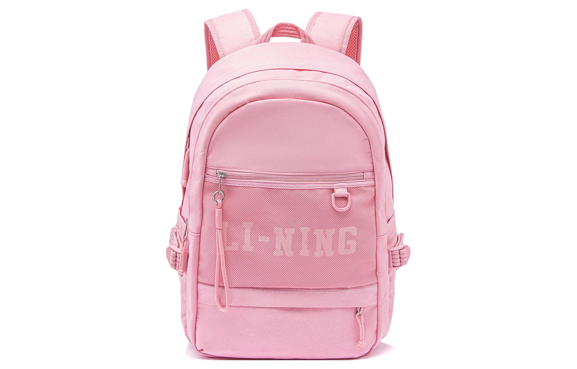 Li Ning Sports Life Collection Polyester Backpack Unisex Coral Powder ABST157-3