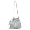2026 New Drawstring Bucket Bag for Women Soft Leather Crossbody Bag with Ball Charm Mini Shoulder Handbag for Daily Shopping