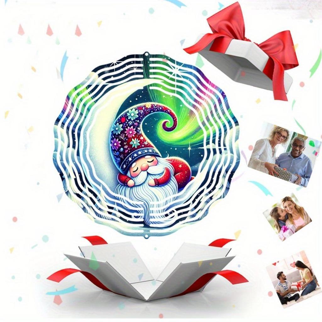 Durable Metal Garden Decor Whimsical Sleeping Gnome 3D Wind Spinner Vibrant Nighttime Design Perfect for Outdoor Yard and Garden Decoration