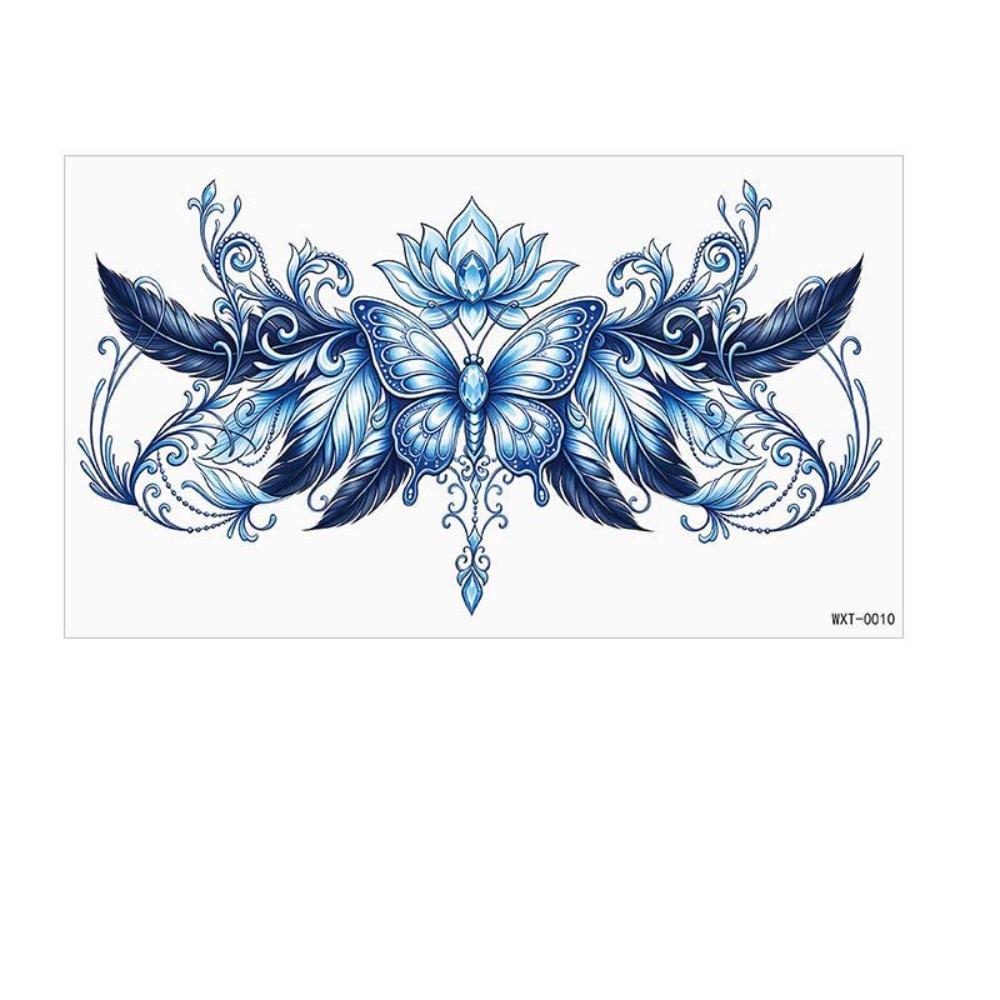 3D Texture Floral Body Art Sticker Crown Cross Wing Temporary Tattoo Instant Decals Music Festival