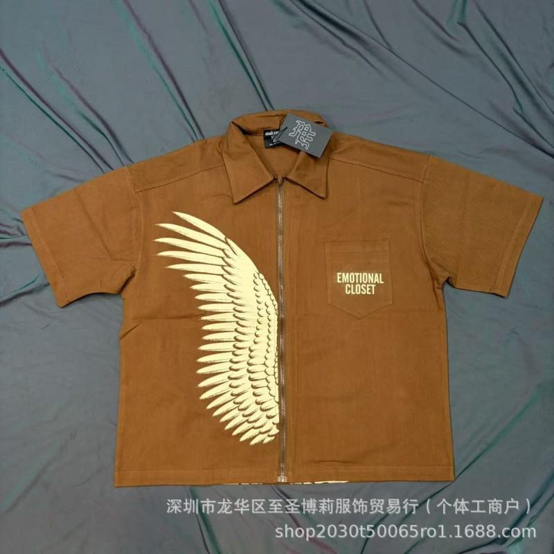 Unisex Vintage American Style Loose Fit Cotton Tee With Embellished Letter Print Round Neck Short Sleeve