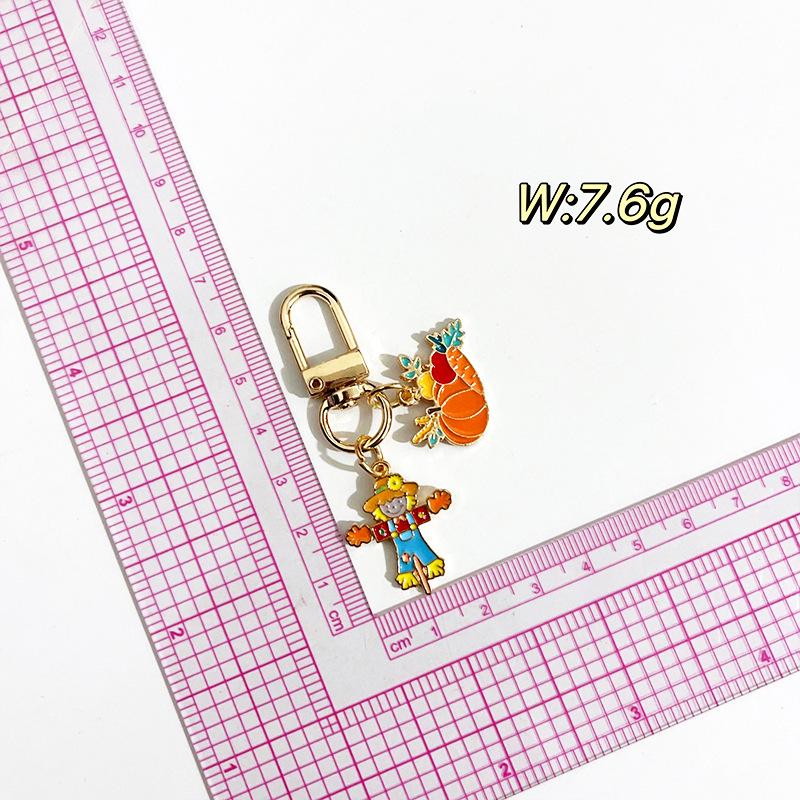 Thanksgiving Cartoon Scarecrow Pumpkin Keychain Pendant Ornament