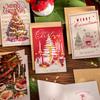 4sheets Christmas Series Rectangular Greeting Cards With Writing Paper For Party Christmas Gift Message Paper Greeting Cards