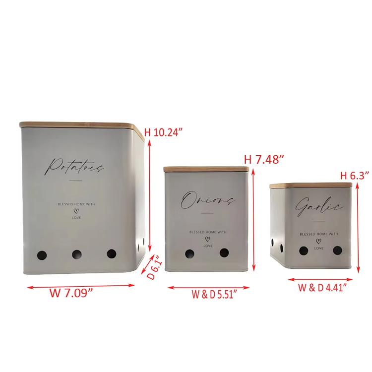 

Potato onion garlic storage tank set square vegetable storage box kitchen galvanized metal food box