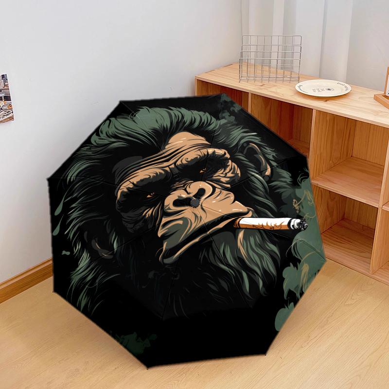 1 PC Automatic Folding Umbrella - gorilla Pattern, Portable & Foldable Design with 8 Ribs, Christmas Birthday Gifts